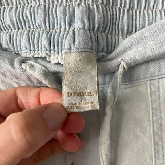 PrAna Podium Wide Leg Drawcord Mid Rise Casual Pull On Pants Light Blue Small - Picture 7 of 9